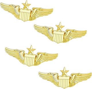 4-Pack Gold Wing Pilot Airplane Pin - Alloy Metal Clasp Pin for Jackets, Uniforms, Hats - Shiny Look, Easy to Use, Perfect for Flight Schools, Pilots, and Graduation