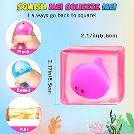 Squishy Fidget Toys Adults Stress Cube - Glow in The Dark Snowflakes Sensory Toys for Kids with Autism Stress Balls for Kids Teens Squeeze Squishy Toys Stocking Stuffers for Grandkids