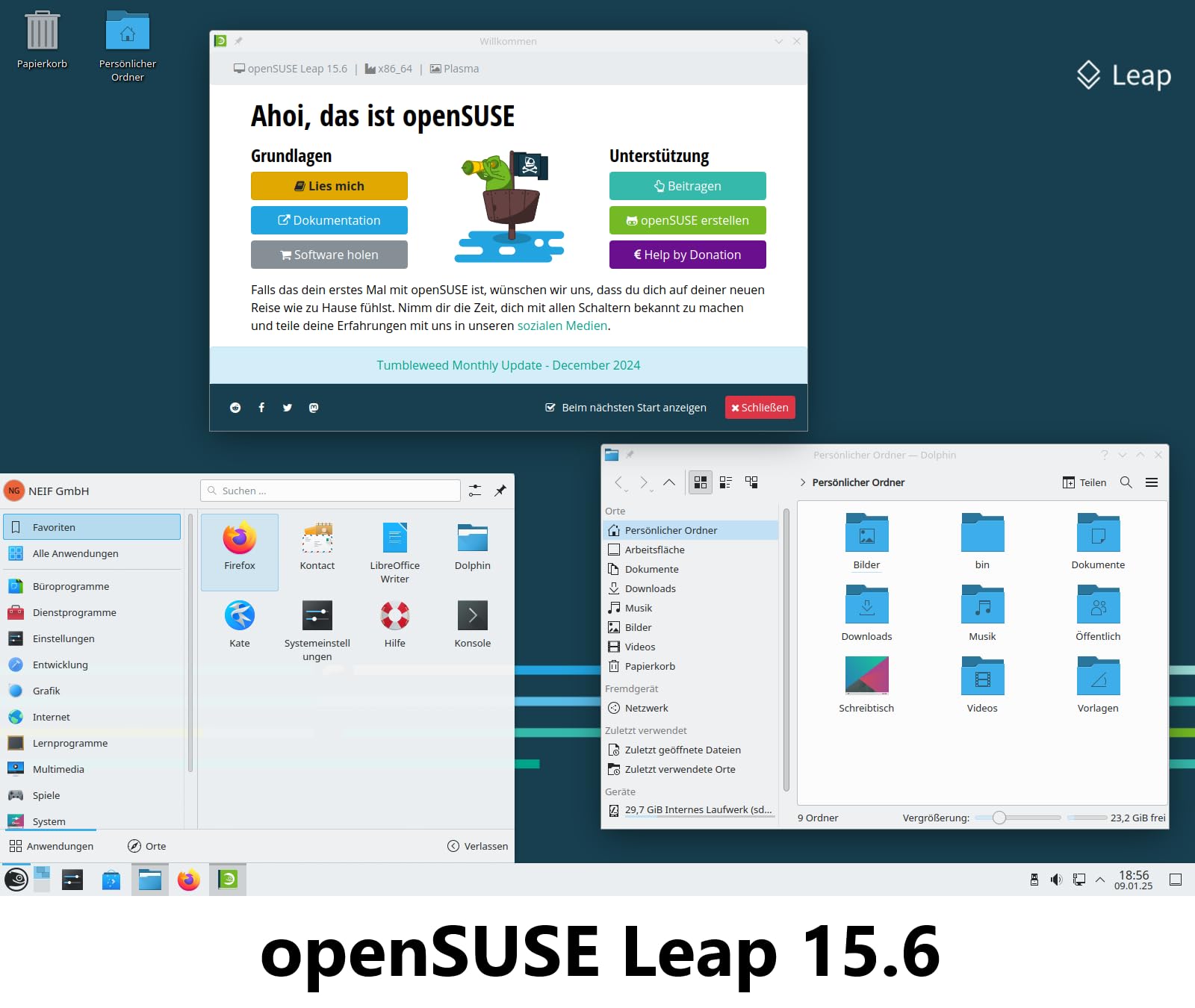 NEIF Software Best of Linux Edition Winter 2025 (64 Bit) auf USB-Stick - mit Ubuntu 24.04, Mint 22 Cinnamon, Elementary OS 7.1 und openSUSE Leap 15.6