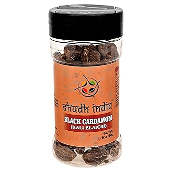 Shudh India Black Cardamom Pods (Kali Elachi) Whole Indian Spice ~ Natural | Vegan | Gluten Friendly | NON-GMO | Indian Origin ~ Smokey | Tsaoko | Cao Guo | Bach Dan Khau | Badi " (Black Cardamom)