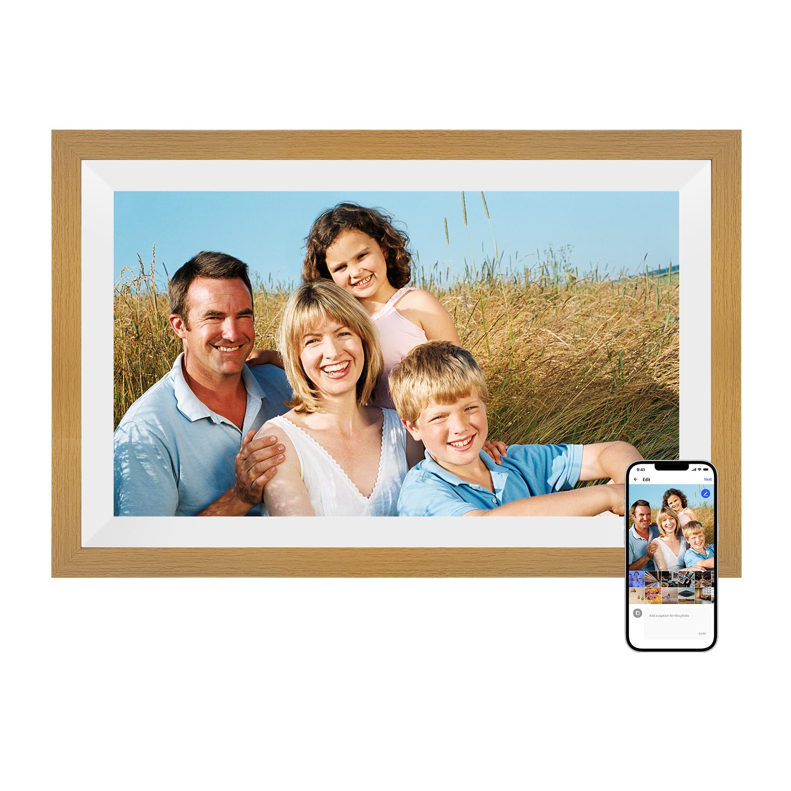 Digitaler Bilderrahmen 15.6 Zoll WiFi 32 GB Speicher IPS-Touchscreen Auto-Rotate
