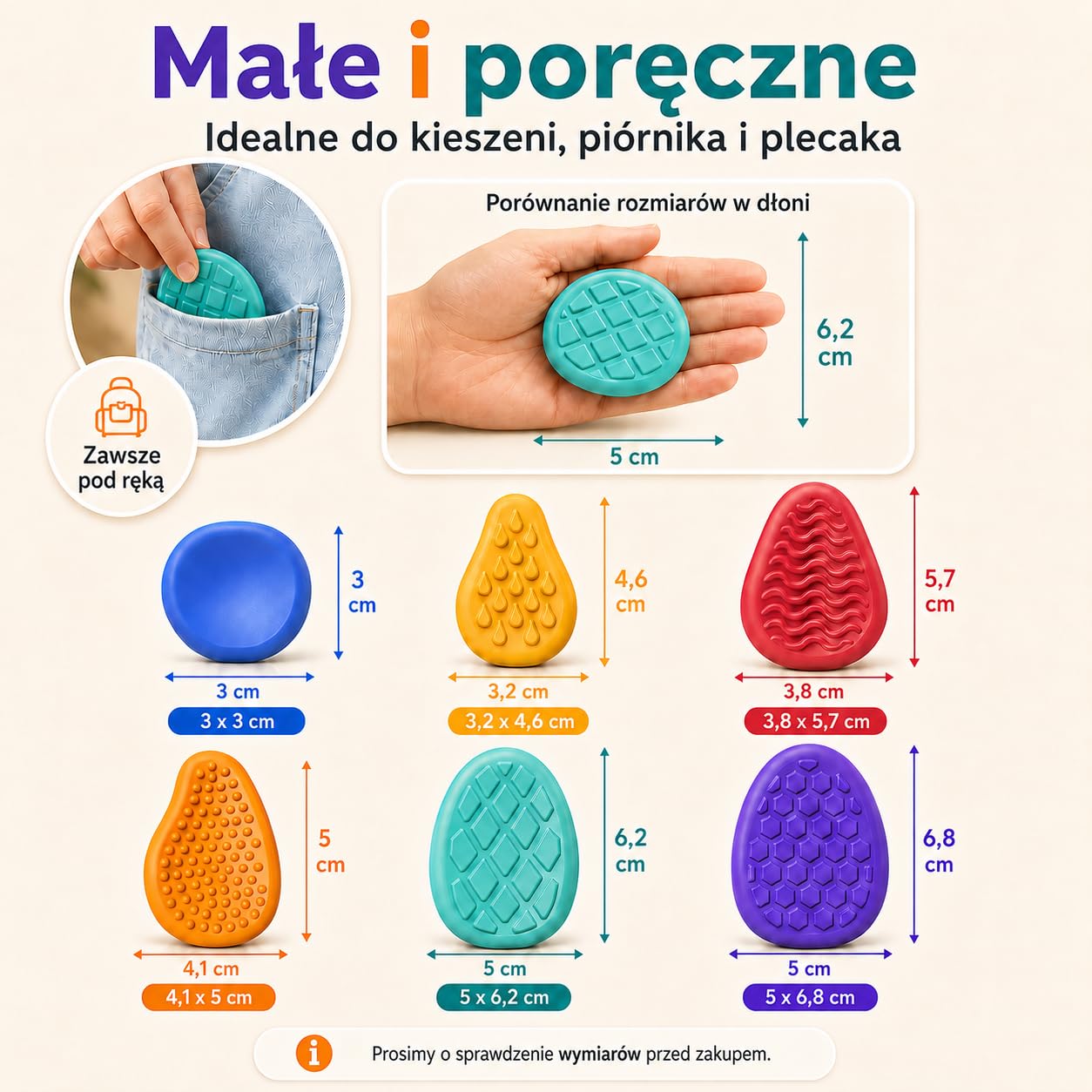 Silikonowe zabawki sensoryczne Fidget Toys 6 sztuk, antystresowe, redukujące stres, prezent dla dzieci i dorosłych, ADHD i autyzm