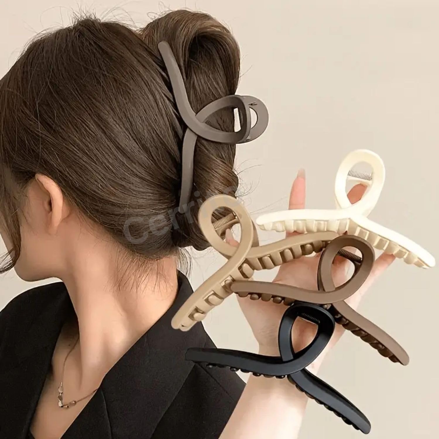 Cerrito Hair Claw Clips for Women Girls –3 Pcs Large Strong Hold Clamps for Thick Thin Hair, Matte Nonslip Jaw Clips, Neutral Butterfly Claw, Styling, Hair Accessories, Ponytail Holder, Multicolor-image-8