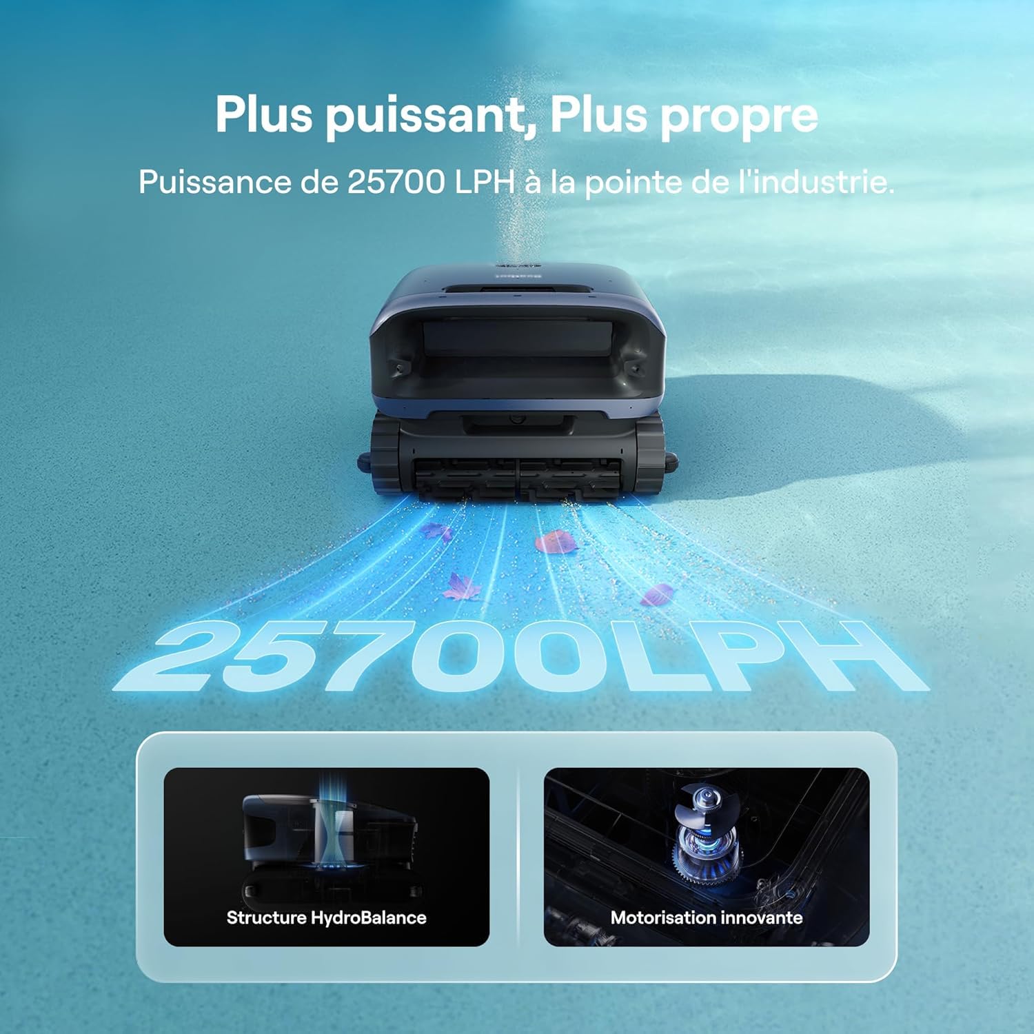 Beatbot Sora 70 Robot Piscine, aspirateur Piscine 4-en-1, 25700 LPH, stationnement Intelligent Surface de l'eau, capacité 6 L pour débris, Batterie 10000 mAh, pour piscines jusqu'à 300 m², Bleu