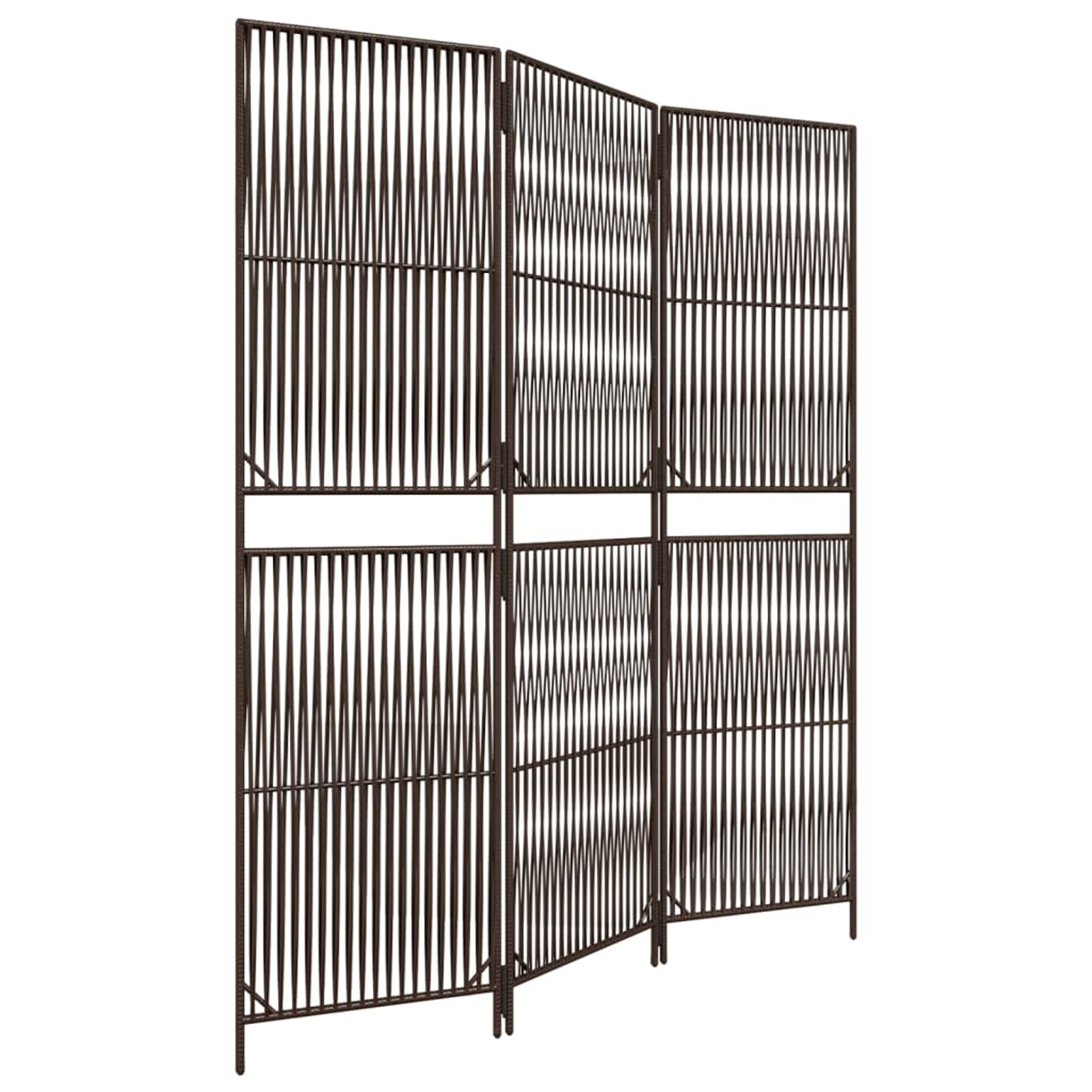Paravent 3 pièces en polyrotin marron résistant aux intempéries pliable pour salon et extérieur