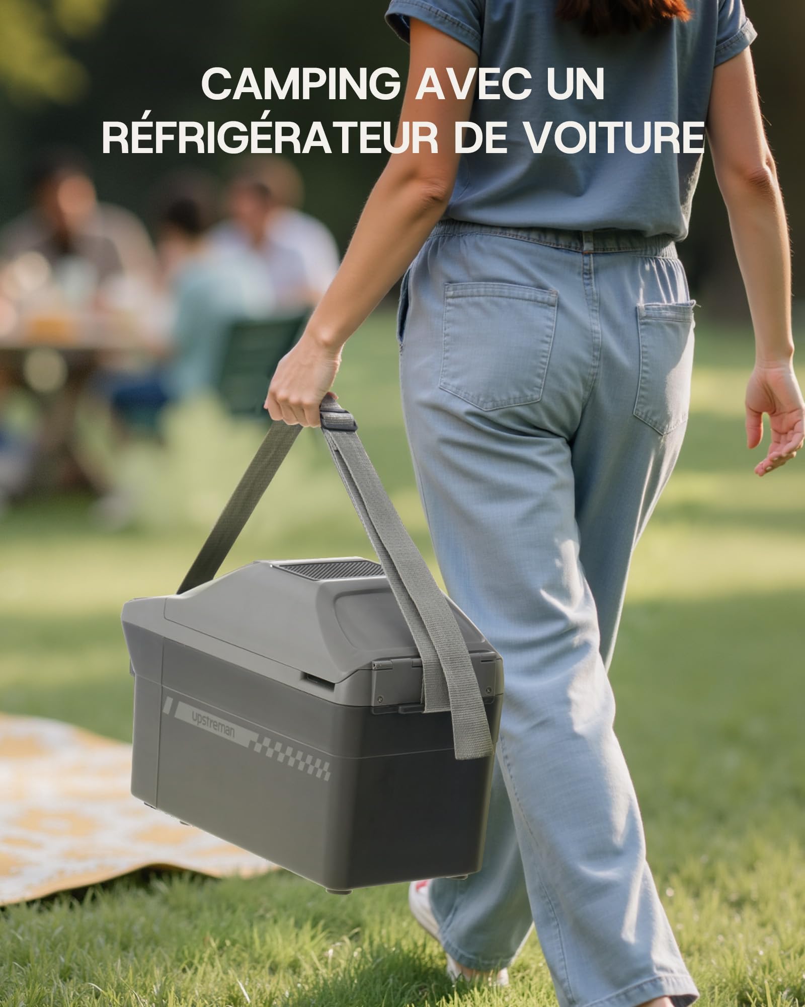 Upstreman Compacte 9L Boîte Glacière électrique Portable, Mini Réfrigérateur Refroidit & Chauffeur, 3kg avec Sangle et Fonctionnement 12V, Pour Voyages, Camping & Bureau, Gris-AR09