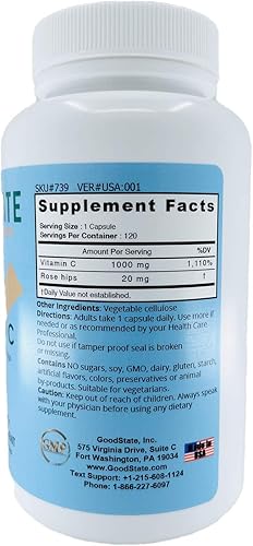 Miniatura 3 de Good State Vitamina C con Rose HIPS, 739, 120 cápsulas, 1 unidad