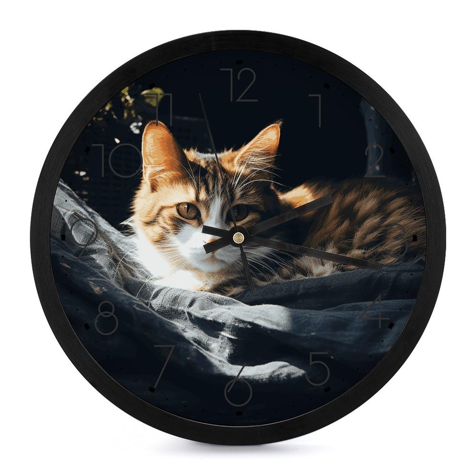 Horloge murale moderne chat lisible et silencieuse pour la maison