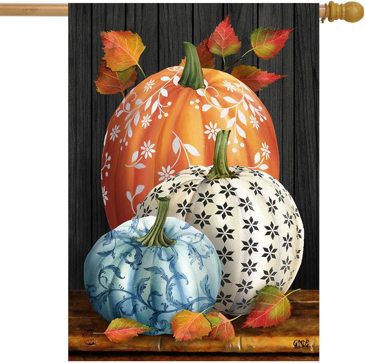 Amazon.com : Elegant Pumpkins Fall House Flag 40" x 28" Briarwood Lane ...