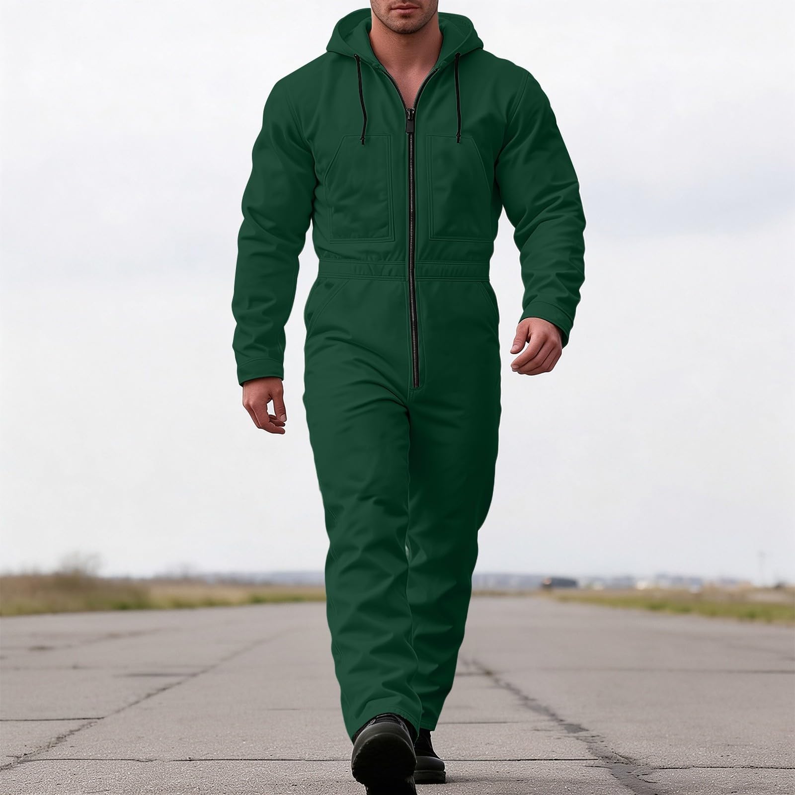 Generisch Combinaison De Travail Noire à Manches Longues Pour Activités De Plein Air Par Temps Froid Combinaison De Protection d'Hiver Pour Homme