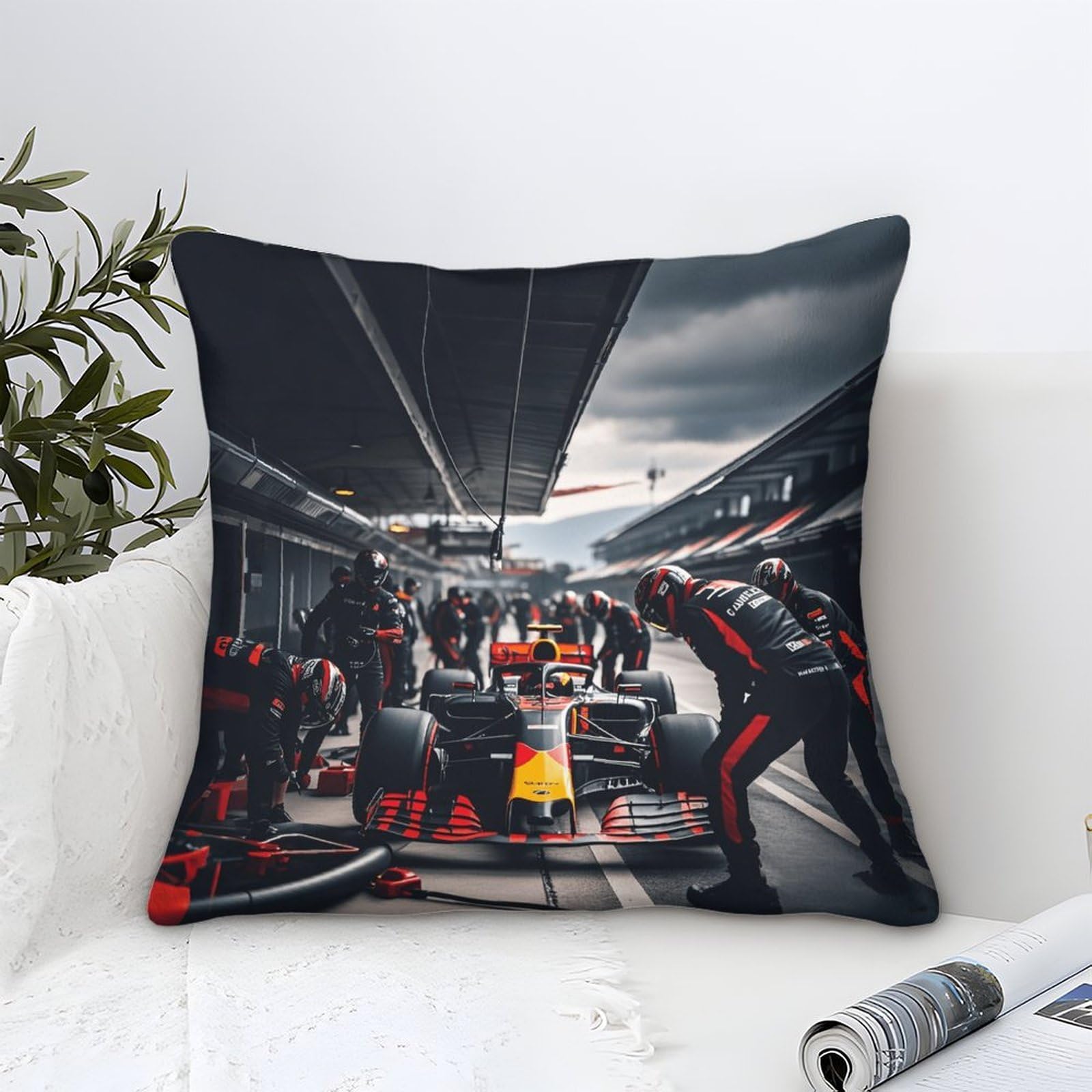 Xiaopangxy Formulaa Racing 40X40cm Cushion Cover Decor, Pit Stop Pillowcases, Microfiber Themed Throw Pillow Case Pillow Cover For Sofa Couch Bedroom