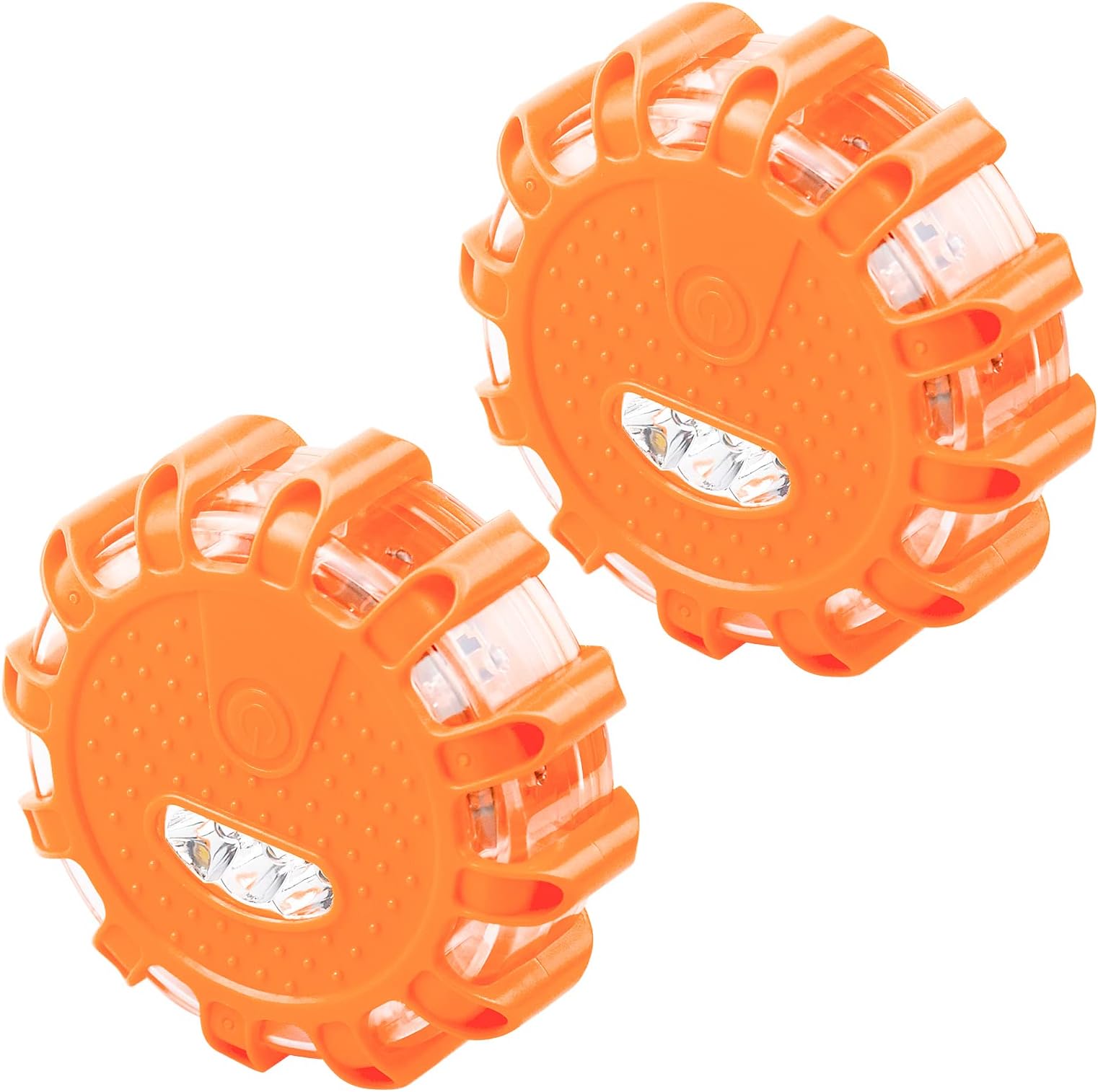 2 Pack LED Road Flare Emergency Disc Beacon with 9 Flash Modes Flashing Warning Roadside Flare with Magnetic Base & Hook for Car Truck Boat