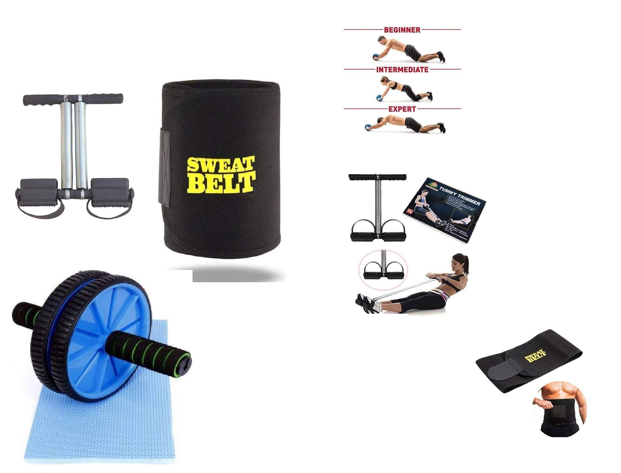 Flysch Men and Women Shoppe Double Spring Tummy Trimmer with Sweat Belt and Abdominal Ab Roller (B08PHBGBV4) Amazon Price History, Amazon Price Tracker