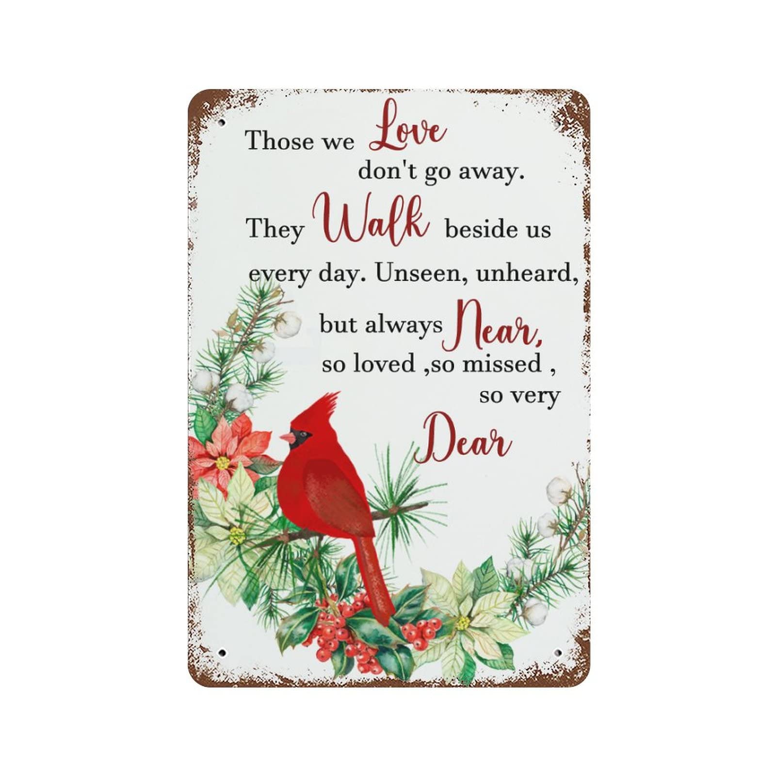 Panneau cardinal Those We Love plaque métal pour décoration salon d'hiver