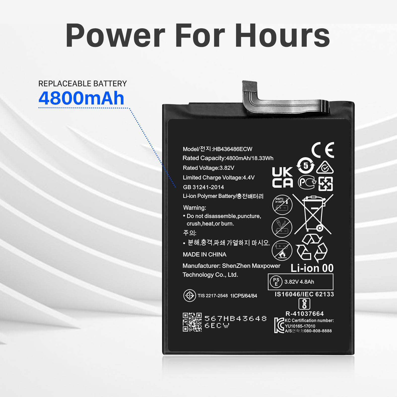 4800mAh Akku HB436486ECW Kompatibel mit Huawei Mate 10 / Mate 10 Pro/Mate 20 / P20 Pro/Honor 20 Pro mit Tools