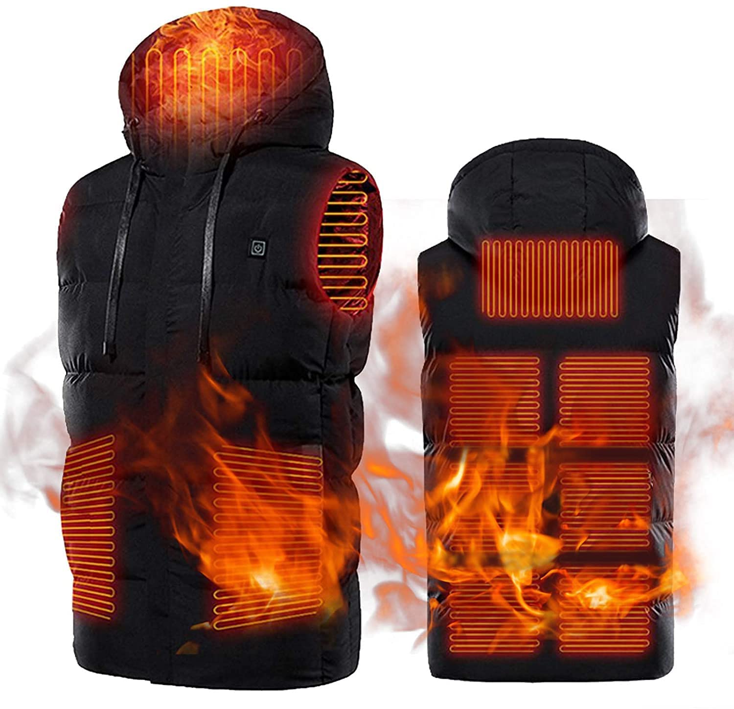 Chaleco de carga USB calentado para mujer MU en vellón negro talla XL 8