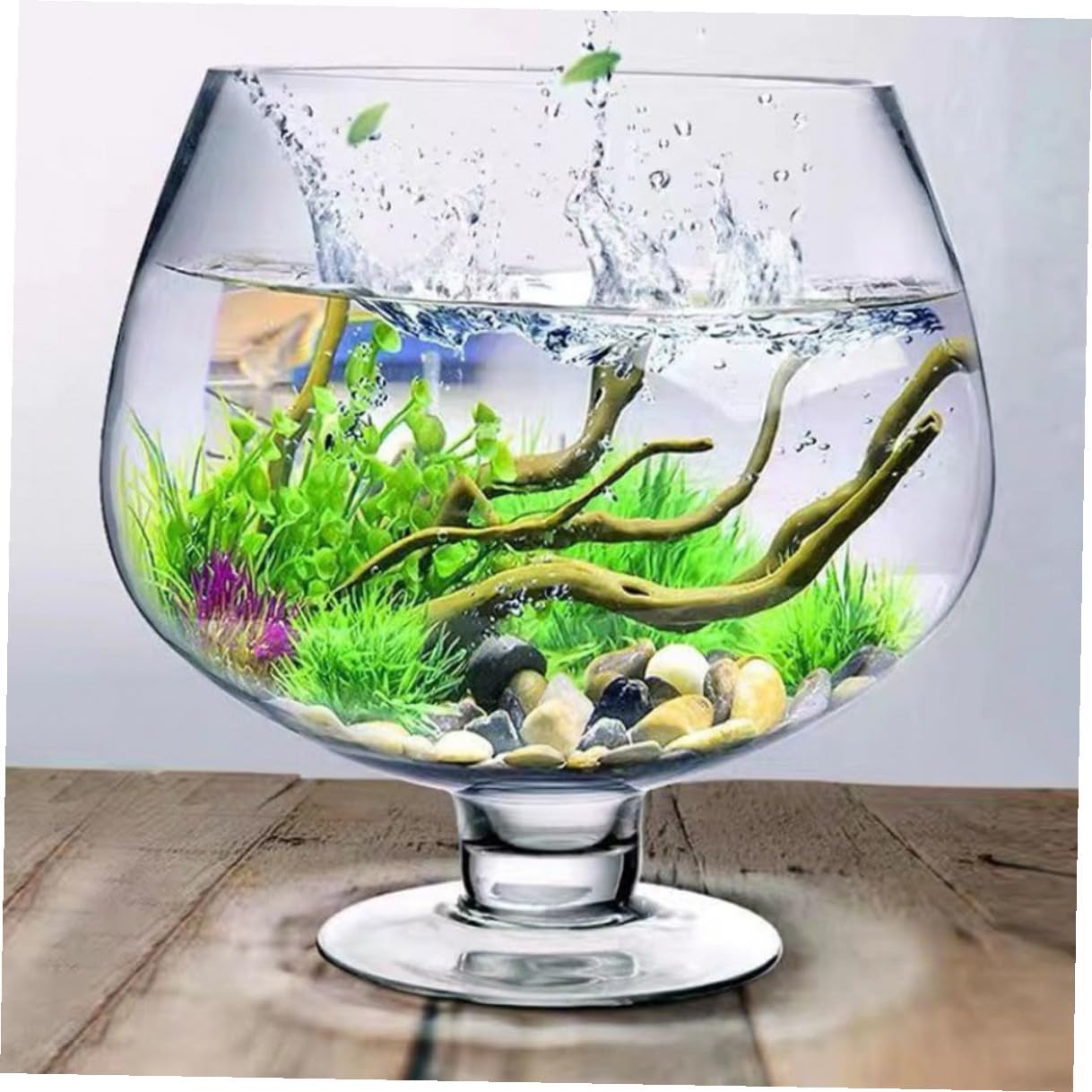 BESPORTBLE Glass Fish Vase Tabletop Betta Fish Tank 5000ml Ecological Aquarium Bowl for Desktop Hydroponic Landscaping