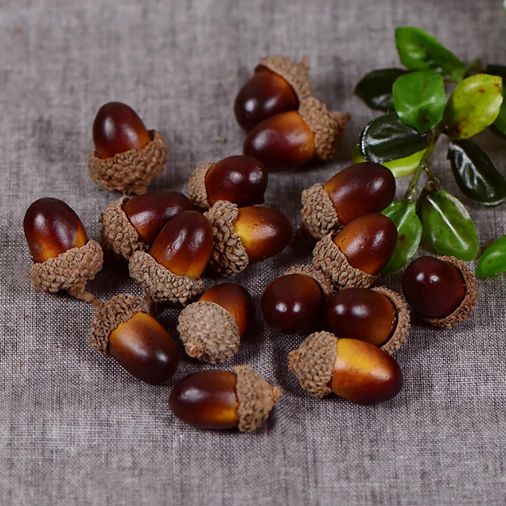 UUYYEO 50 Pieces Small Artificial Acorns Mini Crafting Acorns Decorative Fall Acorns Fake Fruit Props Photography Fruit Model Fall Harvest Table Decorations - Image 5