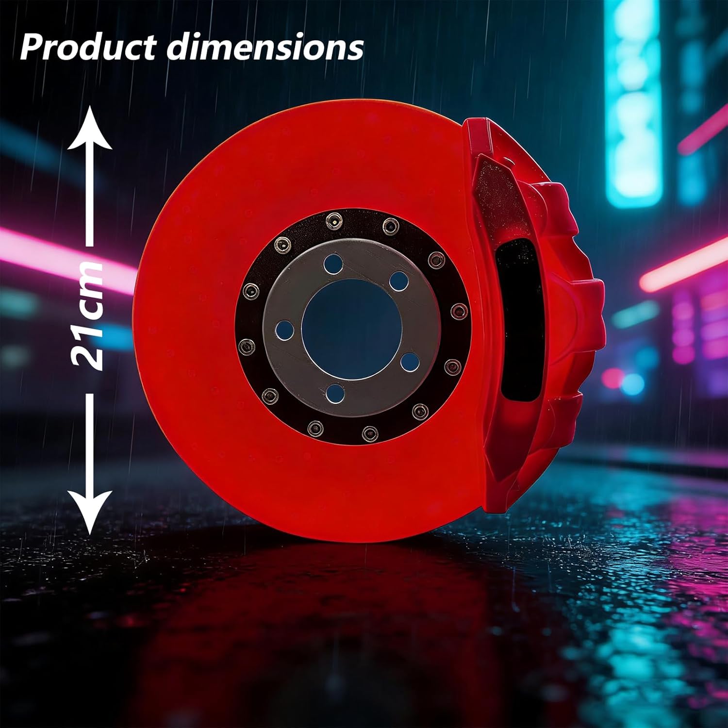 Rechargeable Caliper Brake Disc Ambient Light, Creative Brake Disk Shape, Home Deco LED Bedlight for Car Beloveds, Applicable to Bars, Cafes, and Concerts,Red