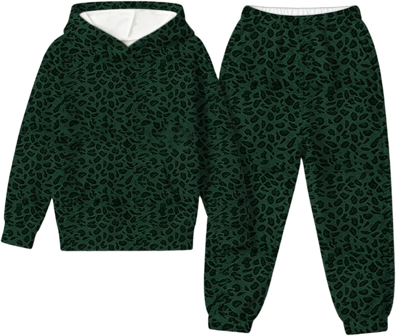 Boys 2 Piece Sweatsuits Leopard Print Fleece Hoodie & Jogger Athletic Sets