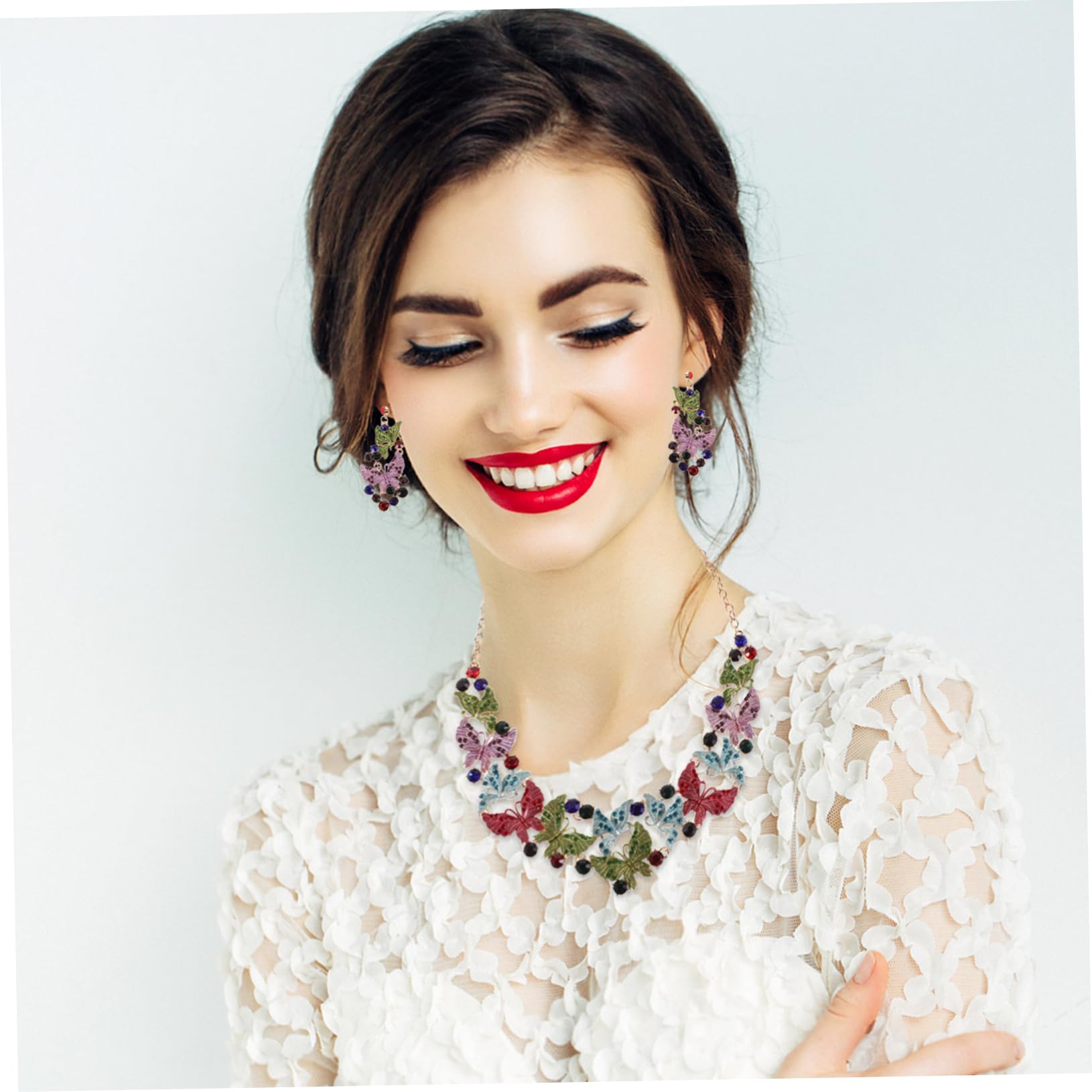SHOWERORO Accesorios de Fiesta Gemas de Imitación Collar y Conjunto de Pendientes para Mujer para Fiestas de Bodas y Ocasiones Especiales
