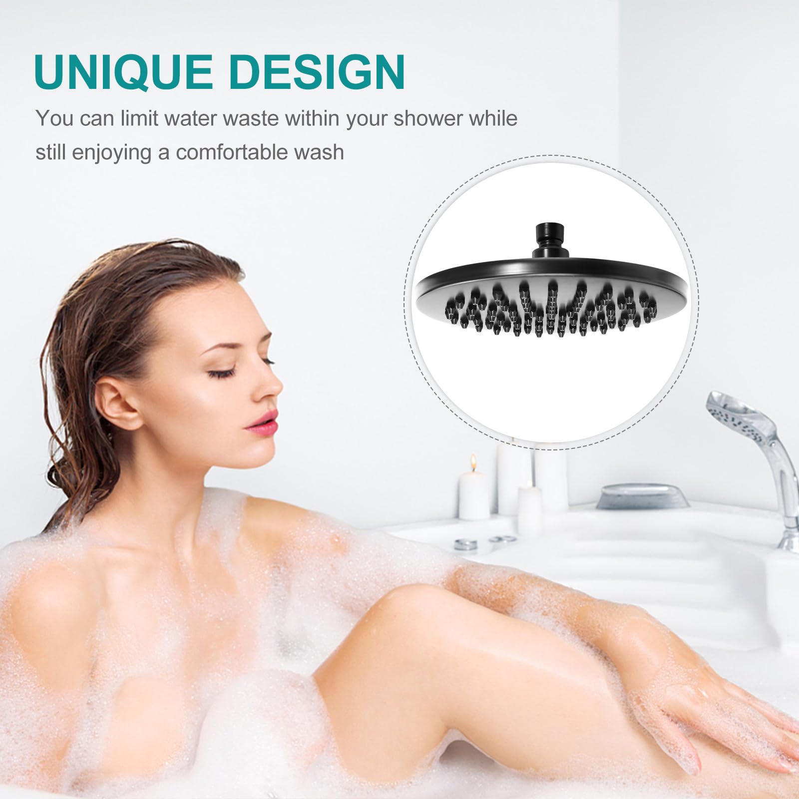 Rociador de Ducha de Cobre Negro de 8 Pulgadas para Baño