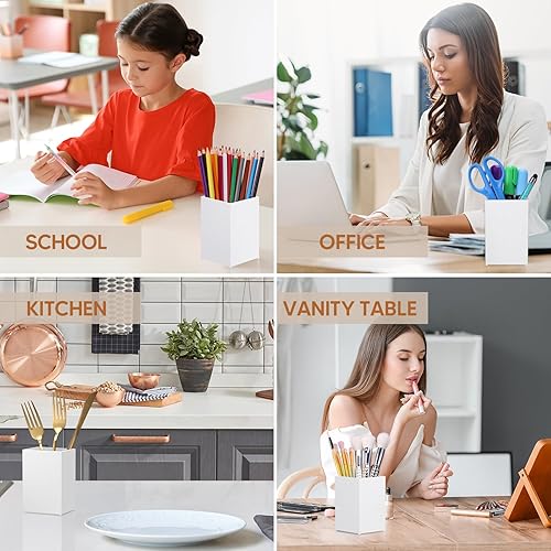 Miniatura 27 de Paquete de 10 soportes de acrílico transparente para bolígrafos, soporte para brochas de maquillaje, organizador de lápices de escritorio, Paquete