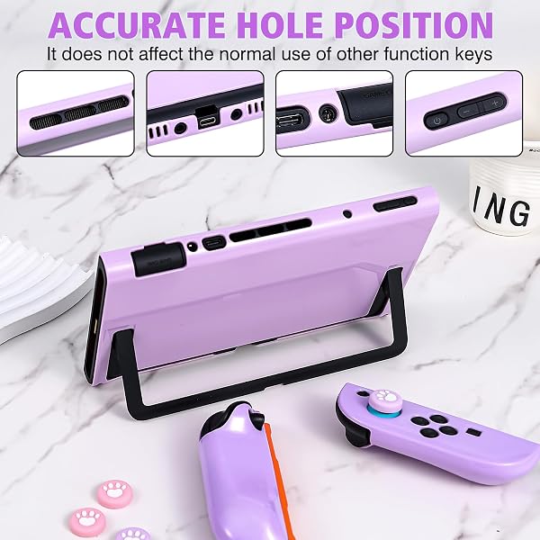 Besuche den DLseego- DLseego Schutzhülle für Switch 2,Dockable Harte PC-Schale Anti-Kratzer und stoßfest Schutzhülle und Weichen Silikongriff Hülle mit 4PCS Joystick Kappen,Lila in use