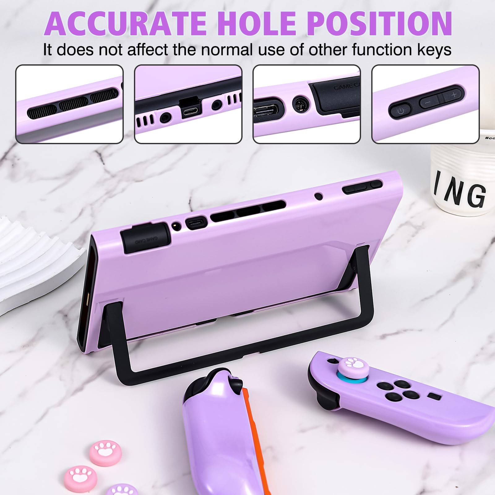 Besuche den DLseego- DLseego Schutzhülle für Switch 2,Dockable Harte PC-Schale Anti-Kratzer und stoßfest Schutzhülle und Weichen Silikongriff Hülle mit 4PCS Joystick Kappen,Lila in use
