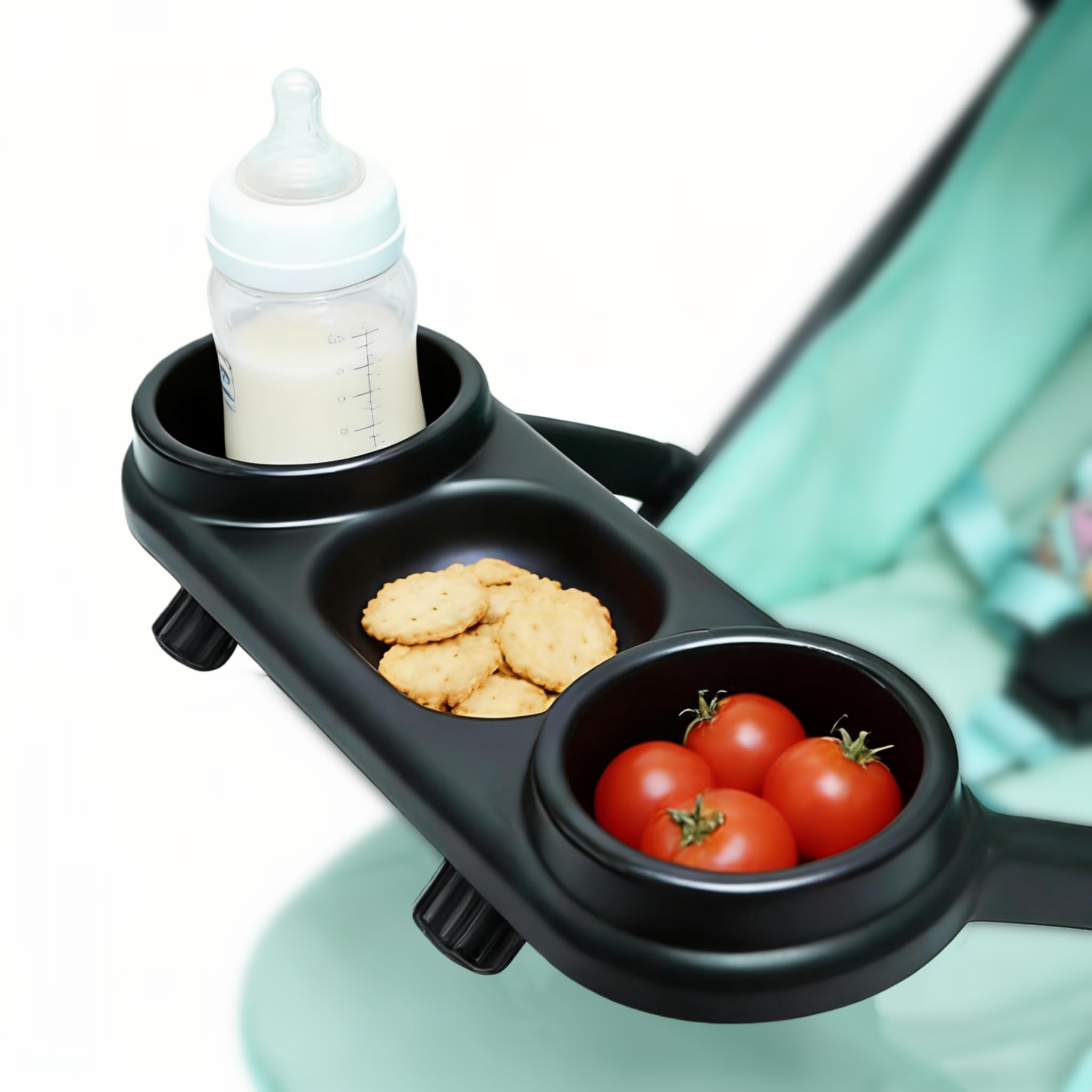 Universal-Kinderwagen-Snack-Tablett, Kinderwagen-Becher-Unterstützung mit Tablett-Befestigung für kleine Dinge, Babywagen-Zubehör für Kinderwagen