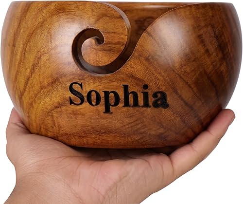 Miniatura 10 de Cuenco Personalizado de Madera de Palisandro para Almacenar Hilo, Soporte y Dispensador de Cuenco para Hilo Sin Enredos, Perfecto Cuenco Grande