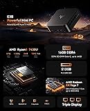 E3B Mini PC AMD Ryzen 7 7430U(Bis zu 4,5GHz) 16GB DDR4 256GB SSD mit Radeon RX Vega 8 Graphics Micro Desktop Computer Für Büro/Heimkino/Meeting/Business/Trip |WiFi 6|BT 5.2|USB3.2 - 2
