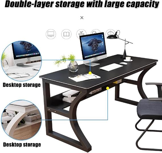 Computer Desk Gaming Desk,Ergonomic Gaming Table Corner Desk, with Storage，Bedroom PC Laptop Double Desk，escritorio para computadora，Writing and Study, for Bedroom(Black,80*50cm/31.4*19.6in)