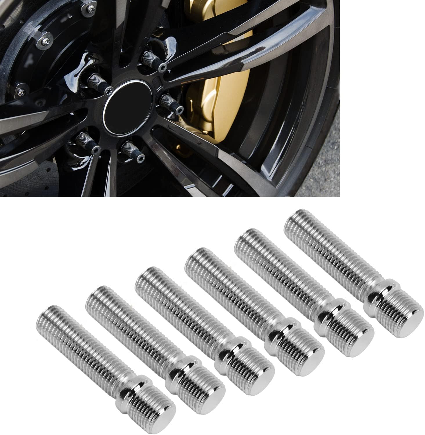 Extended Wheel Stud Conversion Kit 20 Pcs Extended Wheel Stud 58mm Conversion Bolts Adapter 41mm Shank Length Adapter (#2)