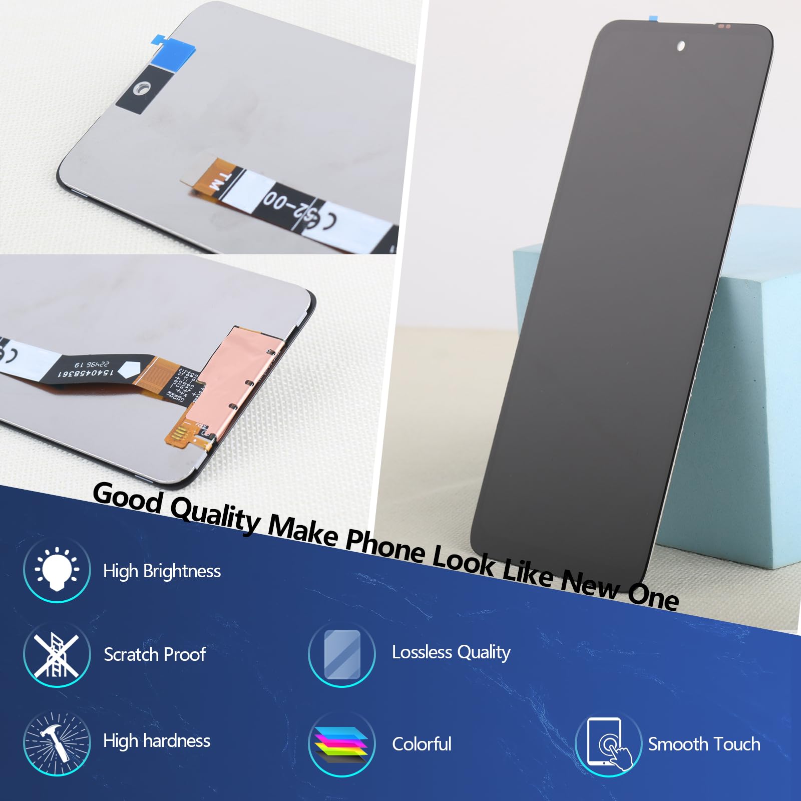 RongZy Display for Motorola Moto G54 5G XT2343-1 XT2343-2 LCD Touch Screen Internal Digitizer for Motorola Moto G54 5G Replacement Assembly with Tools Kit(Black) - Image 4
