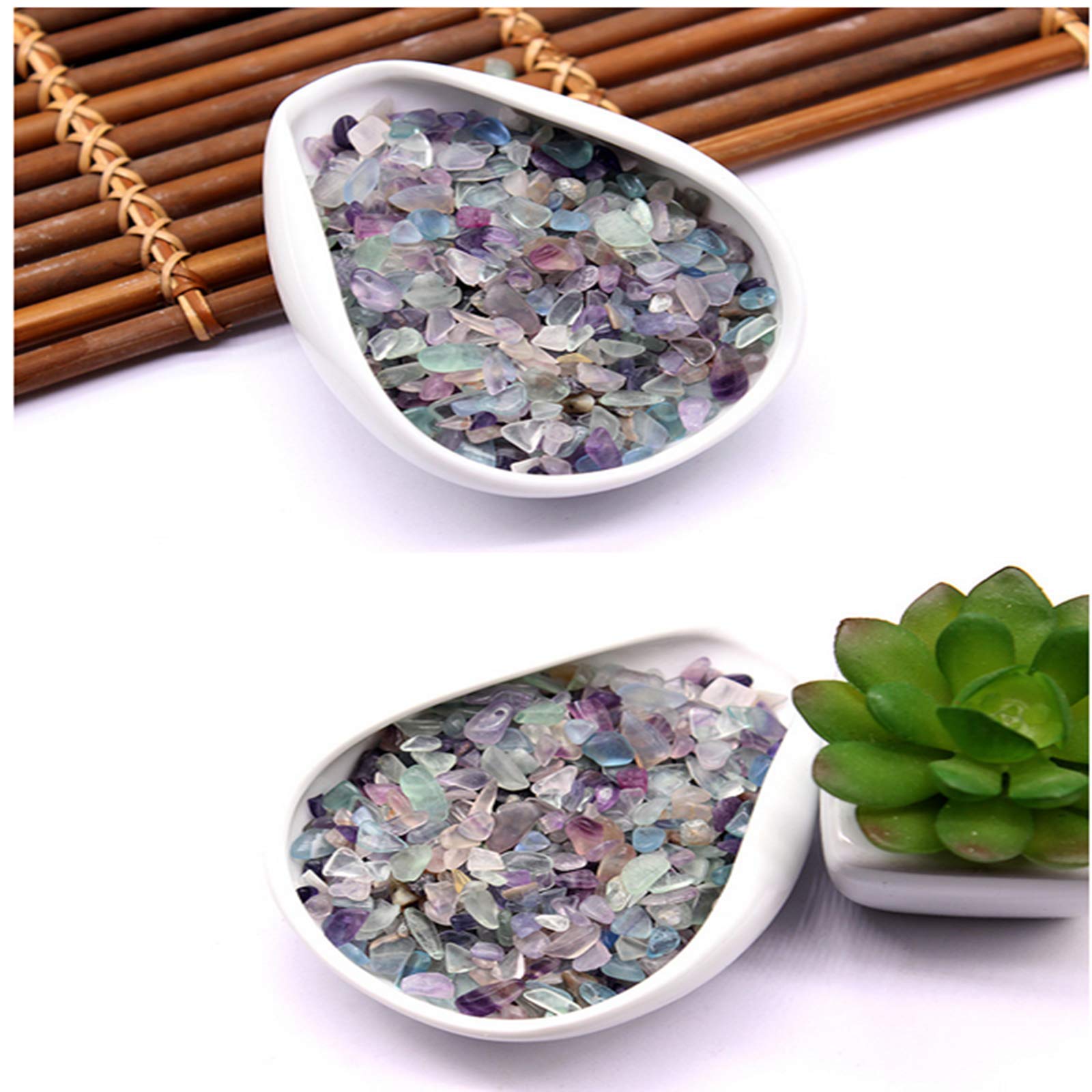 Fluorite Pierre Concassée Feuille de Quartz Cristal Naturel, Utilisé pour Gravier d'Aquarium, Verre de Mer, Sable de Roche, Aquarium de Poisson et Tortue, Décoration Plante Air (0,5 kg)
