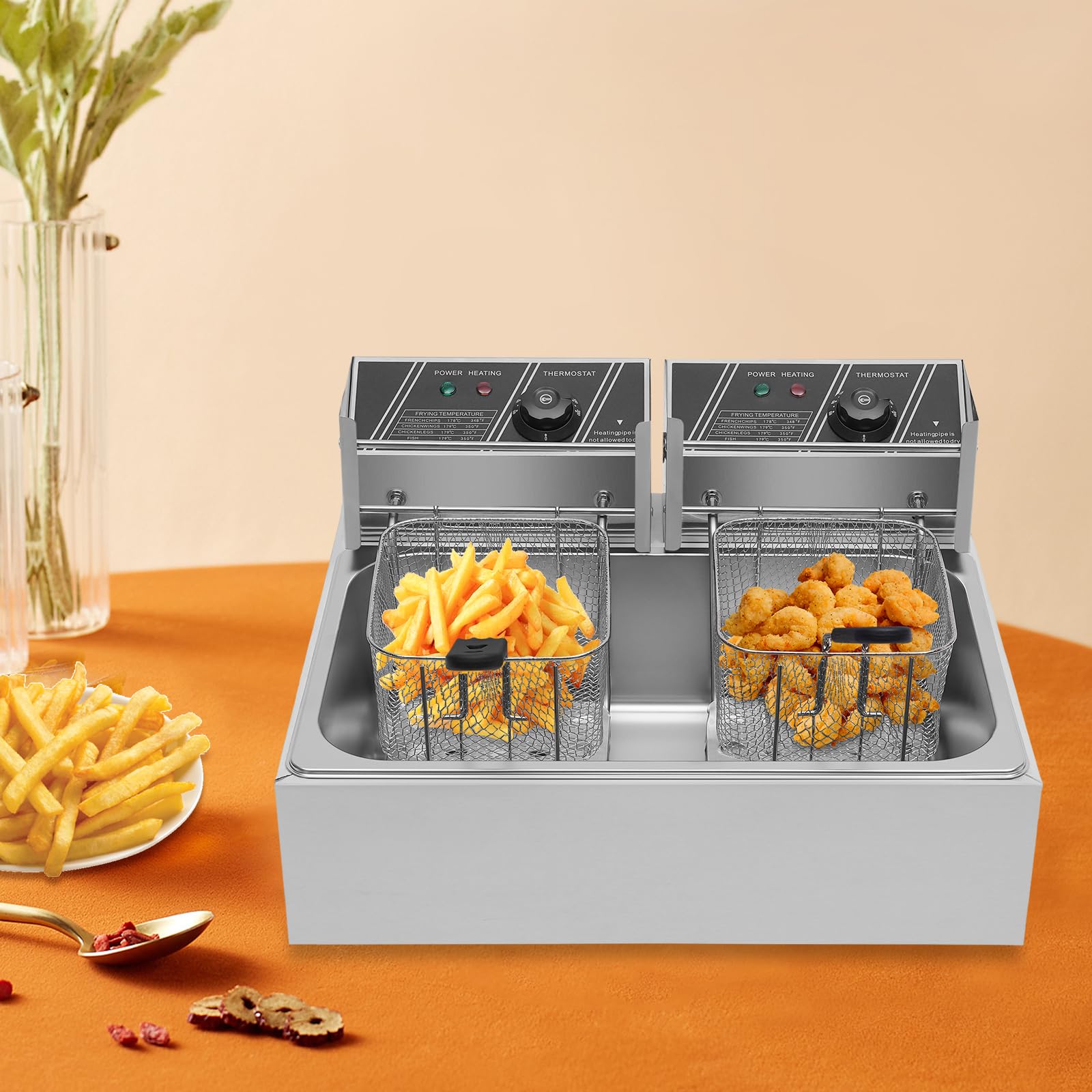 Friggitrice elettrica professionale 12l, friggitrice olio con timer