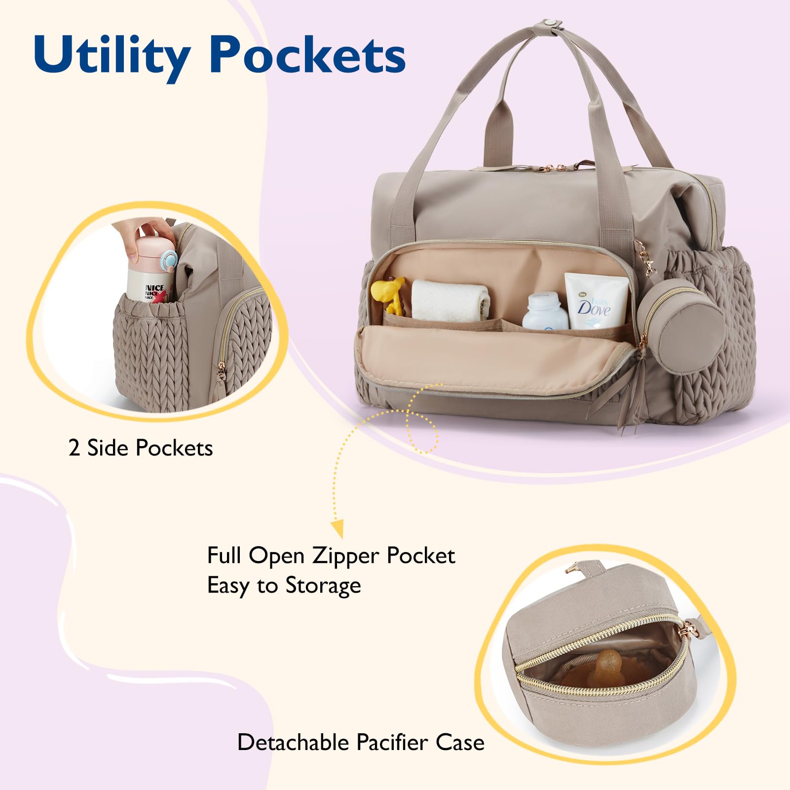 mommore Borsa fasciatoio, spaziosa borsa fasciatoio da viaggio, borsa ospedaliera per nascita, borsa per il ciuccio
