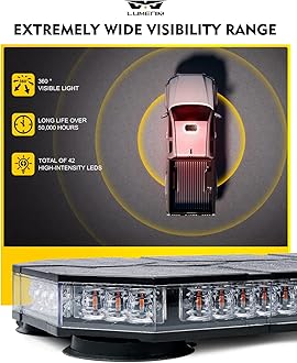 LUMENIX LED Rooftop Strobe Beacon Lights Bar w/Controller Magnetic Emergency Traffic Warning Caution Flashing Firefighter Light for First Responder Vehicles Fire Trucks - White Red (Patent Design)