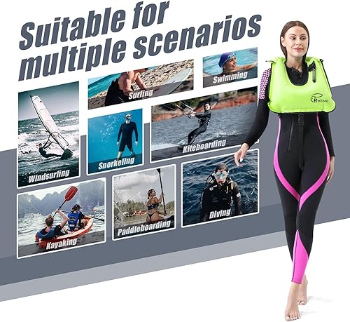 Miniatura 7 de Rrtizan chaleco salvavidas de lona inflable portátil para adultos unisex chaleco para esnórquel para bucear con seguridad