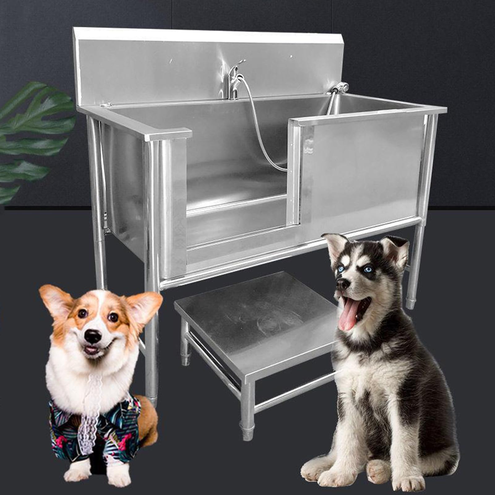 Stazione Per Vasca Da Bagno Per Cani Di Grandi Dimensioni, Stazione Di Lavaggio Per Cani In Acciaio Inossidabile 47 ''/53 '' Vasca Per Toelettatura Per Animali Domestici(135cm/53in)