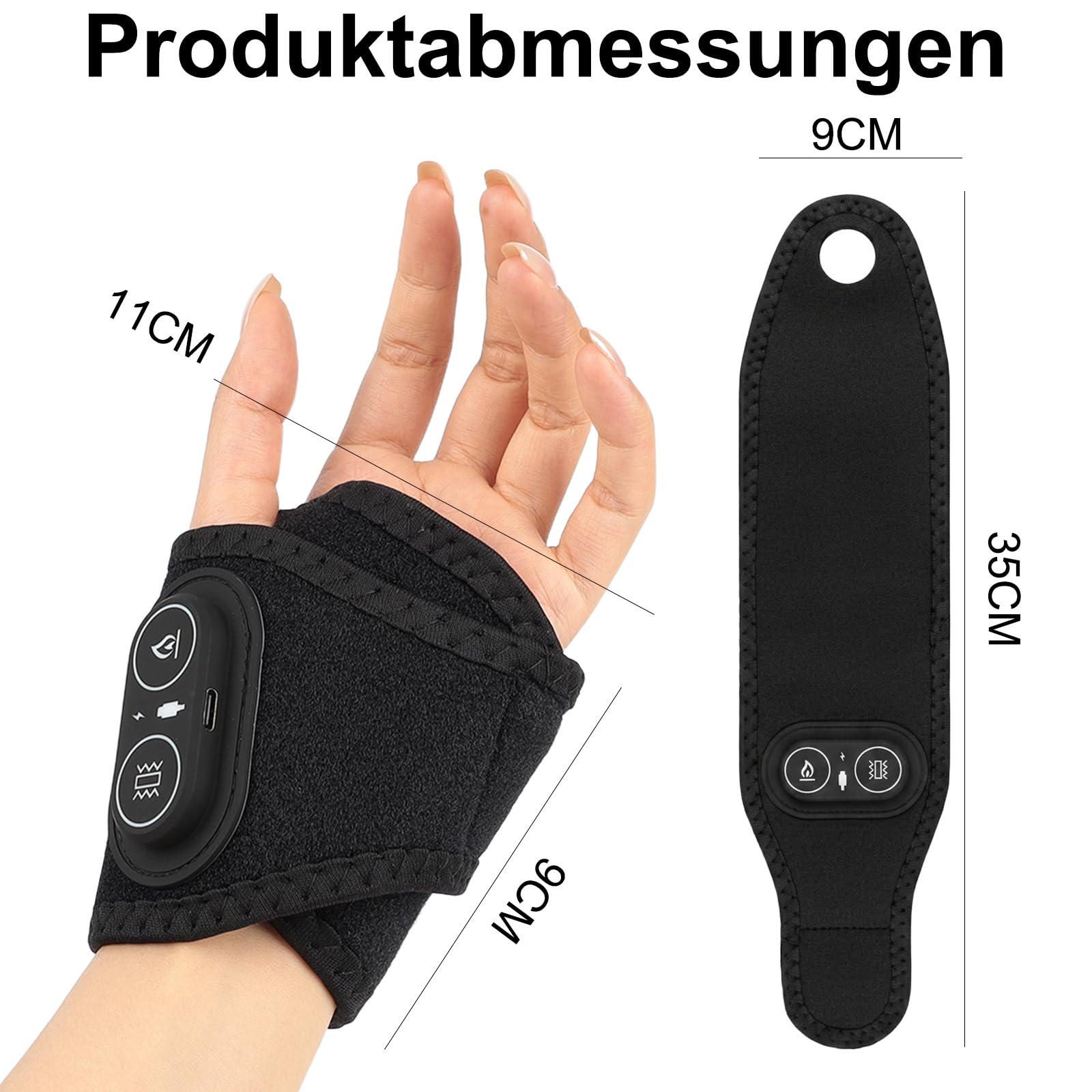 Handgelenk Massagegerät - Elektrische Handmassagegeräte, Hand Massagegerät mit wärmefunktion und vibration, Handgelenk Bandagen, linderung Sehnenscheidenentzündung Handgelenk, für Linke Rechte Hand