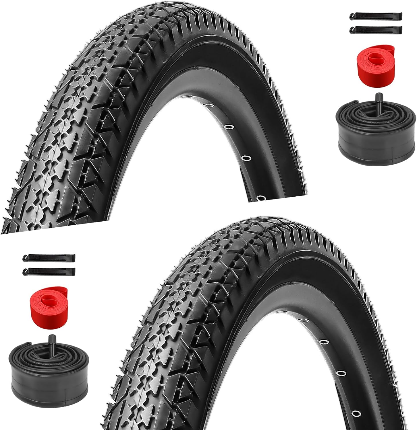 2 Pack 26 inch Bike Tires - 26x2.125 Beach Cruiser Bicycle Tires for Folding Replacement Bike with 26 inch Schrader Valve Bike Tubes, 2 Tire Levers