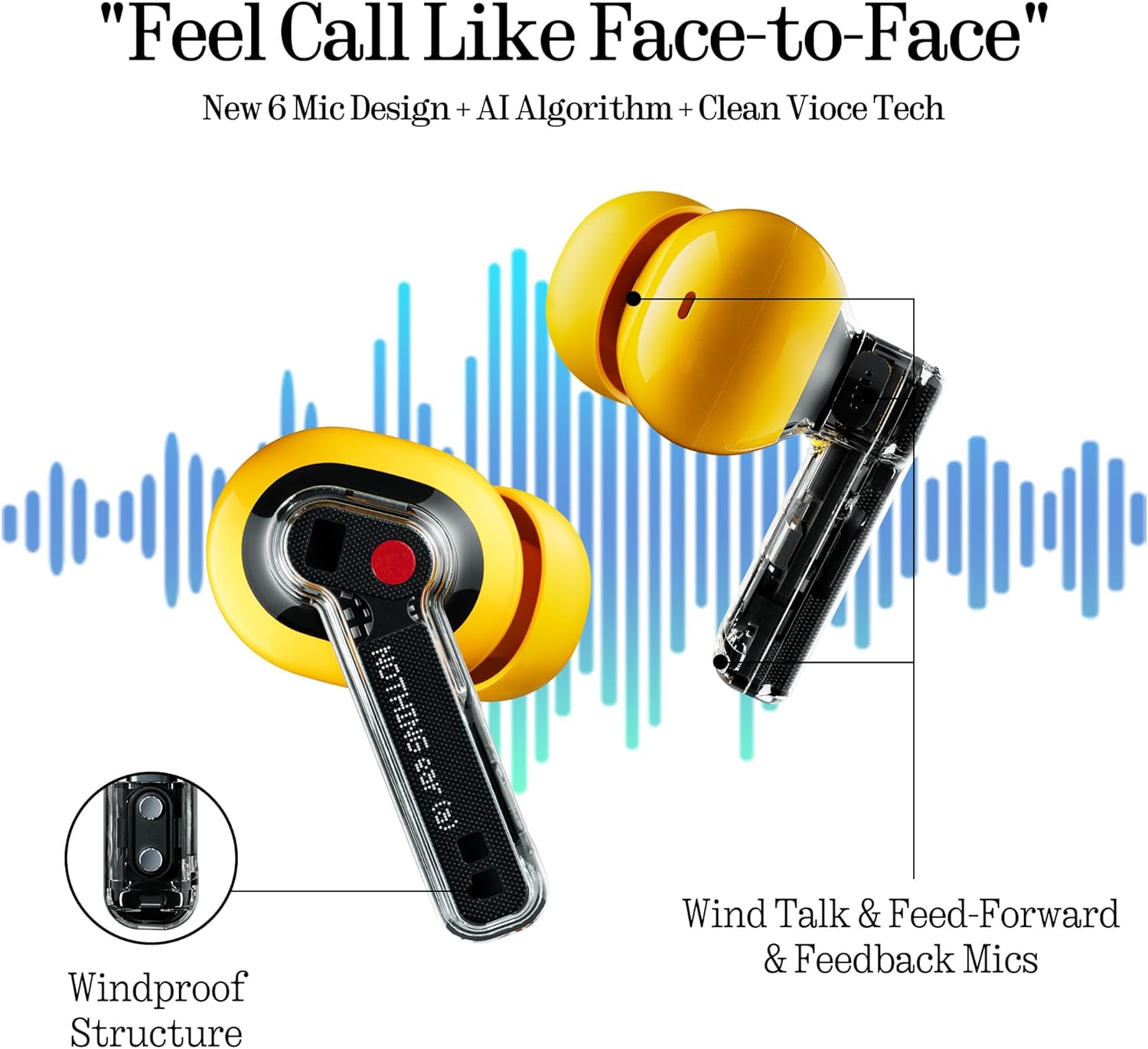 Nothing Ear (a) Wireless Earbuds, 45dB Hybrid Noise Cancelling Earbuds, Hi-Res Audio, Advanced Equaliser, Dual Connect, 6 Mics, 42.5H Playtime Ear Buds Wireless Bluetooth, Yellow 8 71 2T C+vQL. AC SL1500
