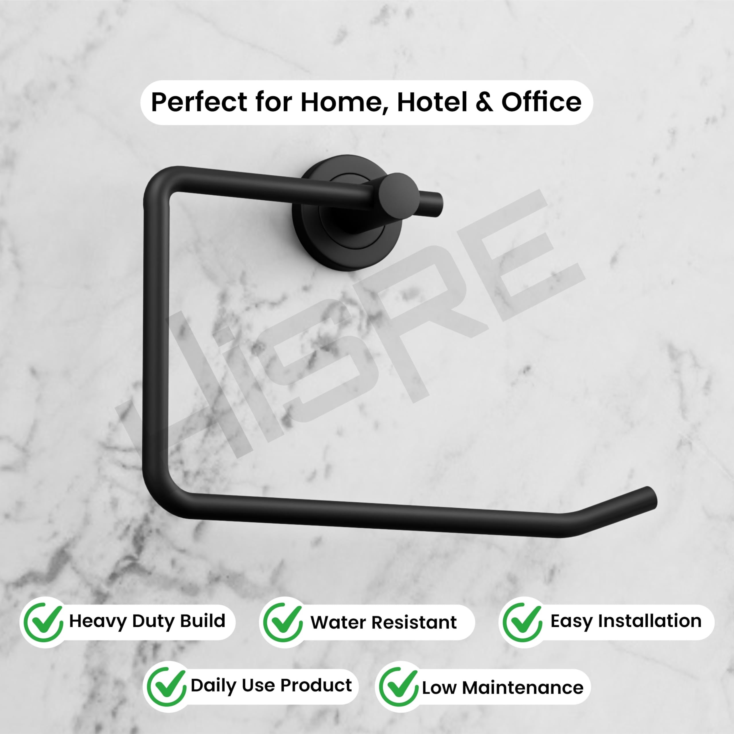 HISRE Heavy Duty Stainless Steel Towel Ring Wall Mount Chrome Bathroom Towel Holder Rust Proof Oval Napkin Stand for Home Hotel Office Washroom (B106), photo 3 of 5
