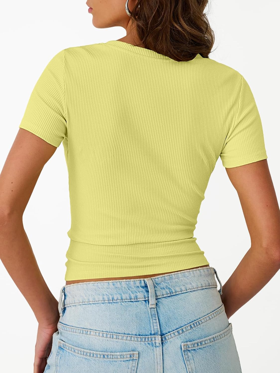 Trendy Queen Women's Crewneck Ribbed Knit Fitted T-Shirt image 4