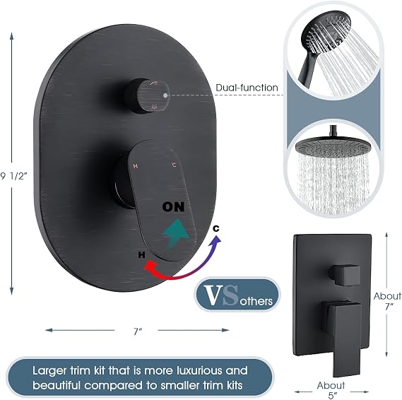 BRIGHT SHOWERS Shower Faucet Set with Stainless Steel Slide Bar, Oil-Rubbed Bronze