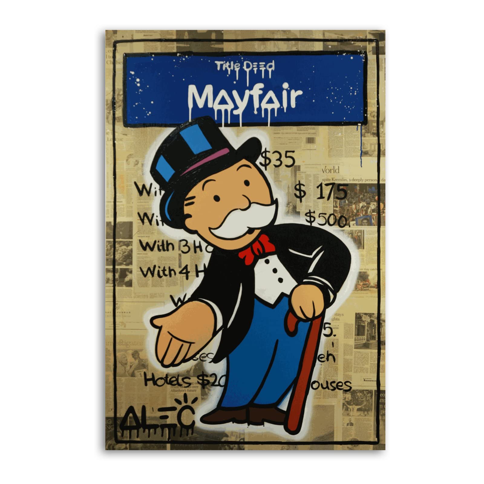 EWM ALEC Monopolys Dollar Stuff Canvas Art Poster and Wall Art Picture Print Modern Family Bedroom Decor Posters 16x24inch(40x60cm)