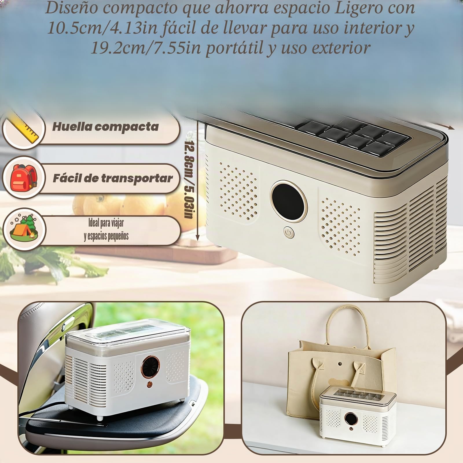 Máquina de hielo portátil, 12 cubos por ciclo, hielo rápido en 20 min, cubos huecos o macizos a elección, 12V/220V para coche y hogar, máquina de hielo compacta para viajes, camping y fiestas