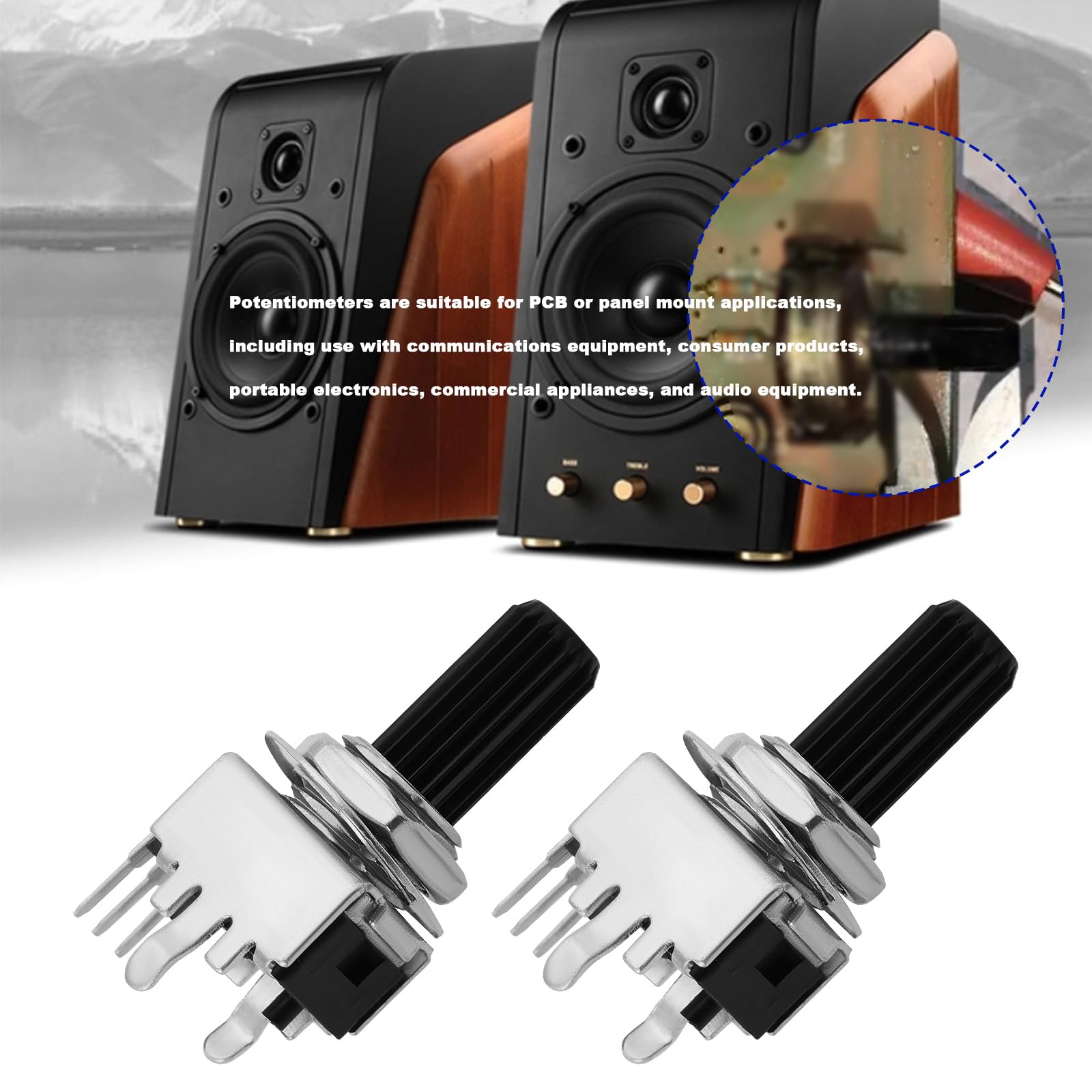 The Lord of the Tools 10PCS Logarithmic 9mm Potentiometer 10K Ohm 6mm Knurled Shaft 25mm Shaft Length for PCB or Panel Mount Applications Use with Communications Equipment Consumer Goods - Image 3